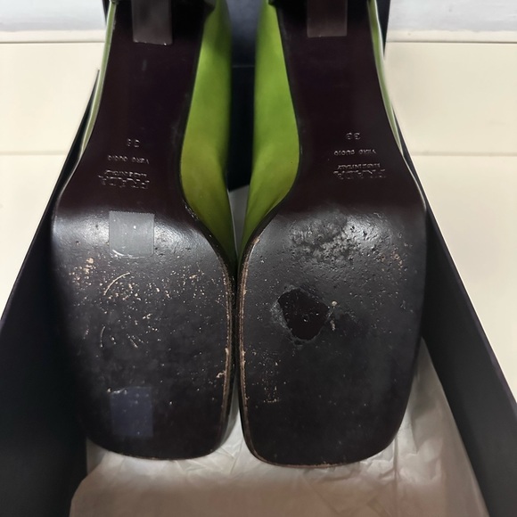 Prada Elegant Green Women's Block Heel Shoes - Picture 3 of 4